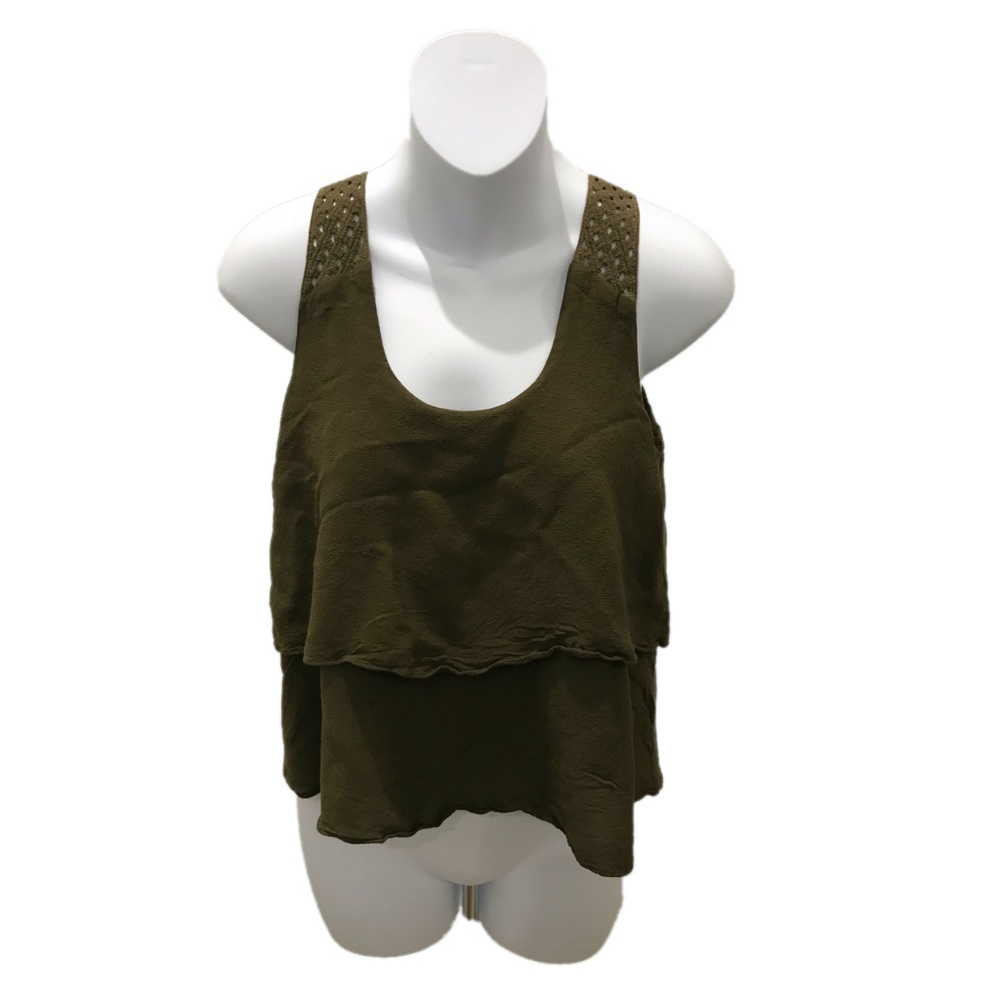 HD In Paris Anthropologie Green Sleeveless Blouse